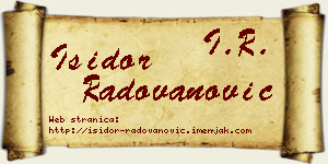 Isidor Radovanović vizit kartica